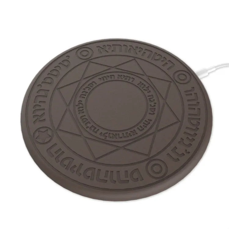 Square 25cm wireless phone charger with magic array light pattern on thin black ABS base