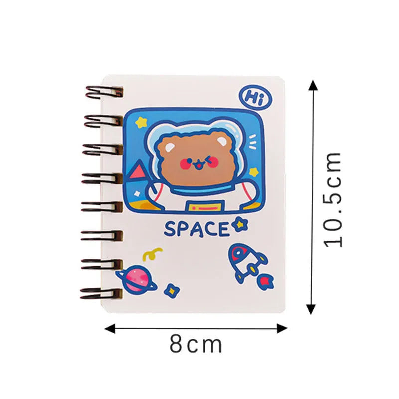 Astronaut portable pocket flipper notebook measuring 10.5 by 8cm with space-themed cover designs
