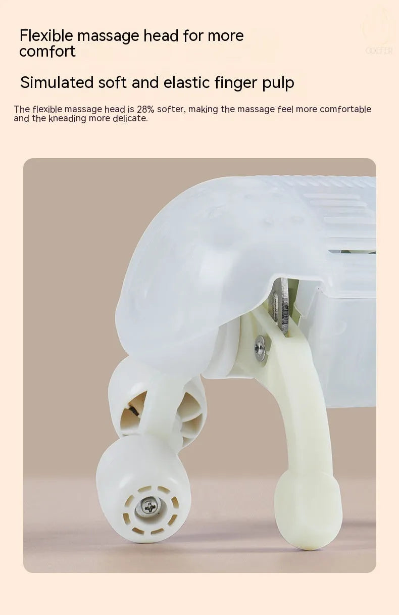 Creamy white rechargeable shoulder and neck massager with infrared physiotherapy function and USB charging cable