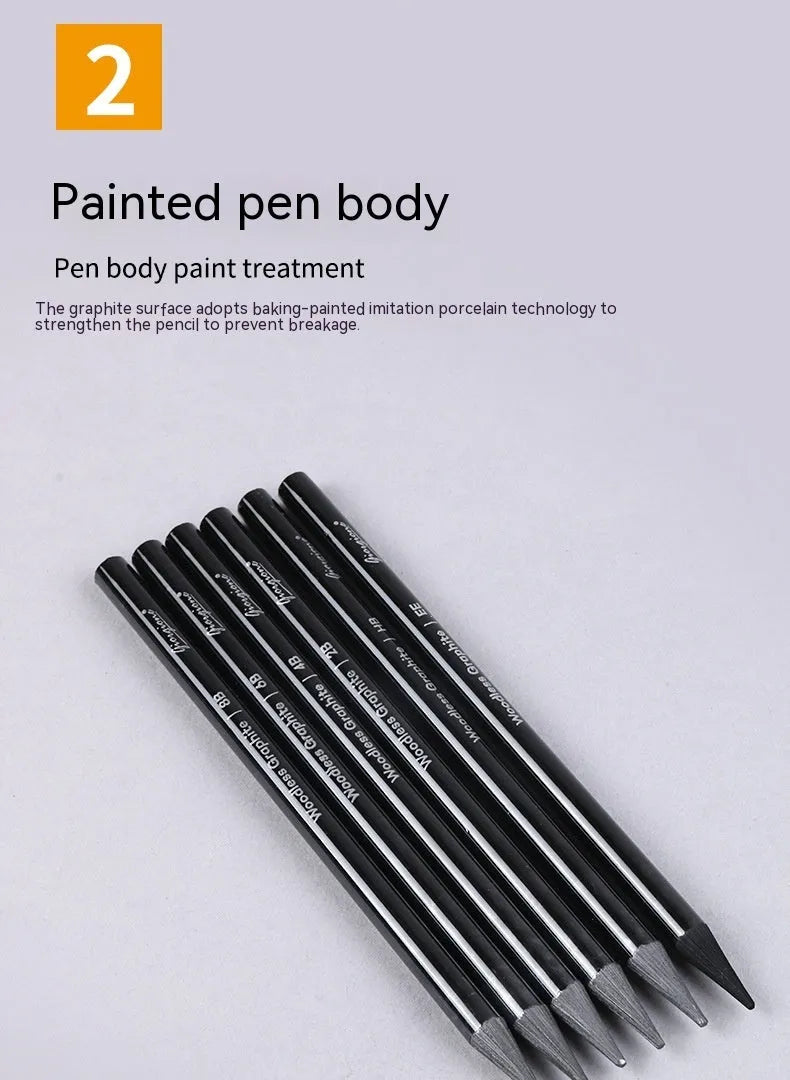 Graphite and carbonized wooden drawing pencils with solid lead cores on suction card packaging