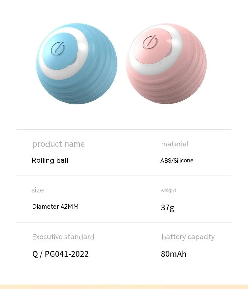 Automatic moving bouncing rolling ball smart cat toy in blue and pink colour options