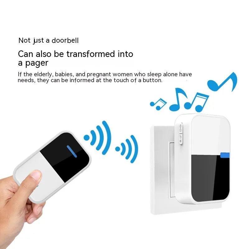 White plastic wireless doorbell receiver and transmitter units for long-range home alerts