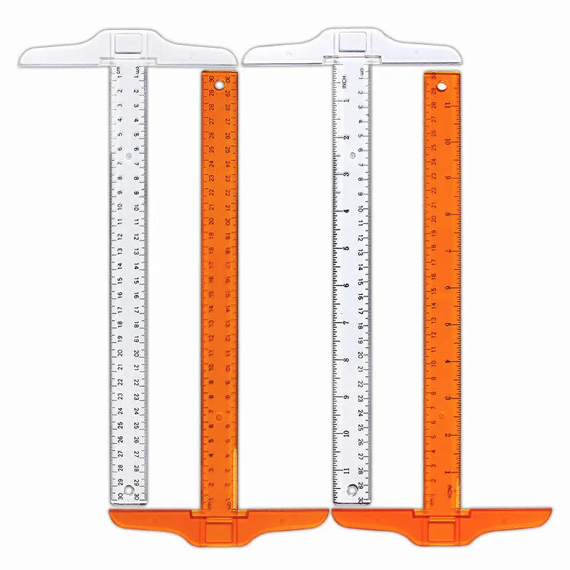 30cm T-shaped plastic ruler for student design art supplies in transparent or orange yellow