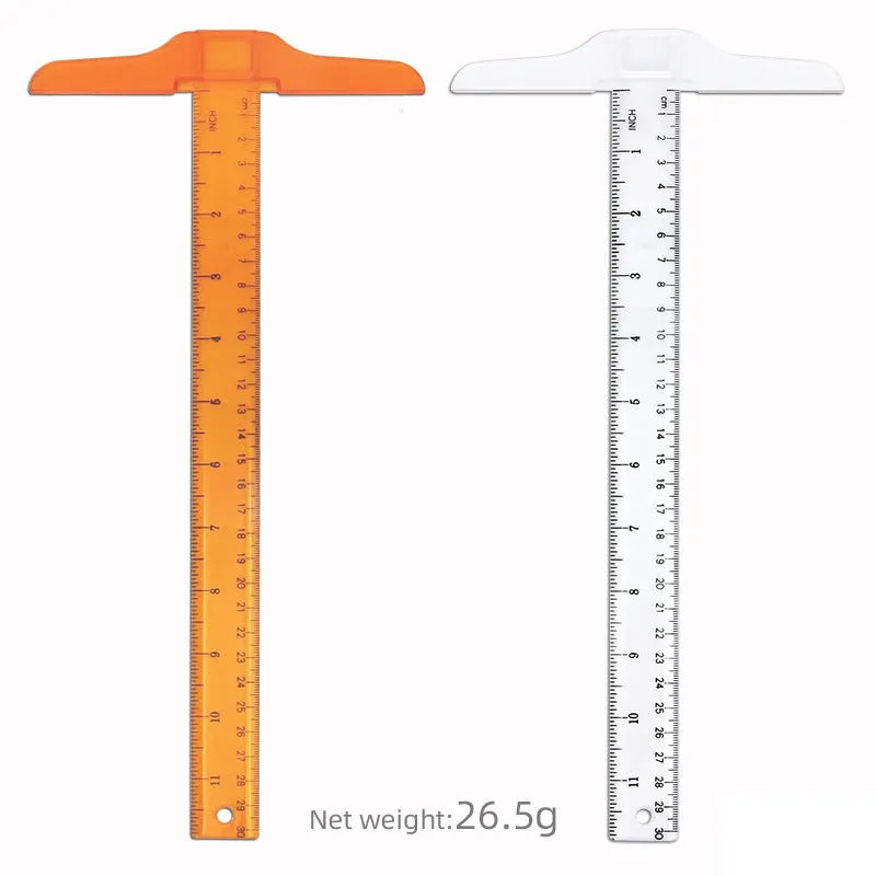 30cm T-shaped plastic ruler for student design art supplies in transparent or orange yellow