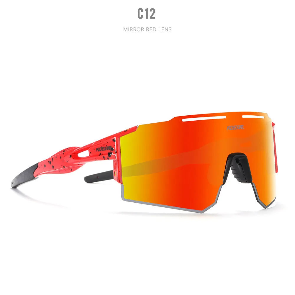 Polarised cycling sunglasses with frameless ultralight TR90 frames in a sporty style.