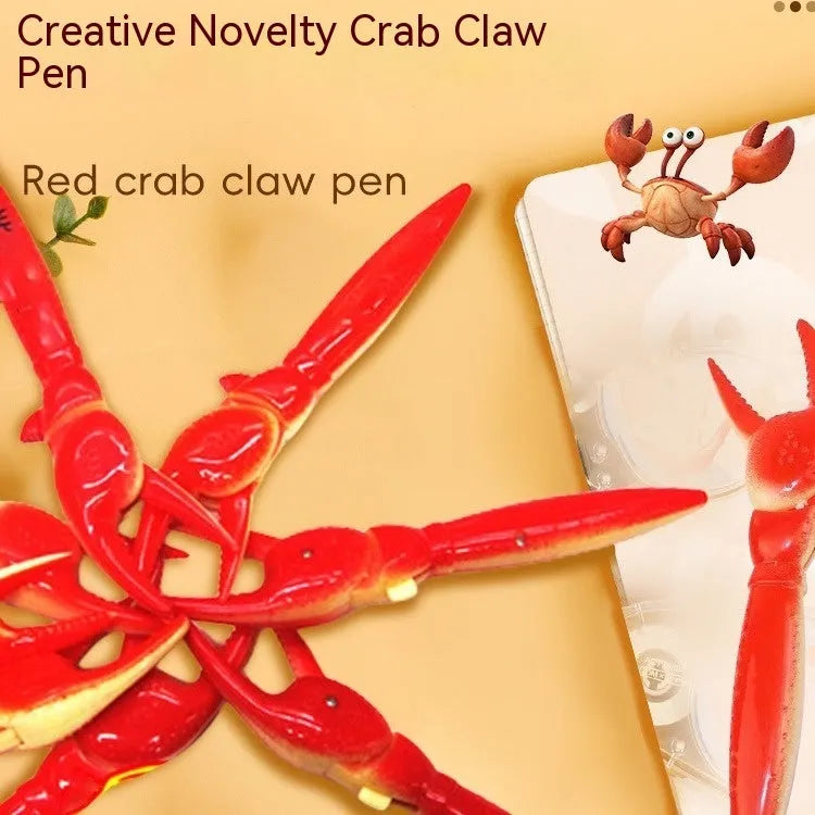 Crab-shaped novelty ballpoint pen with interactive metal pressing can clip mechanism