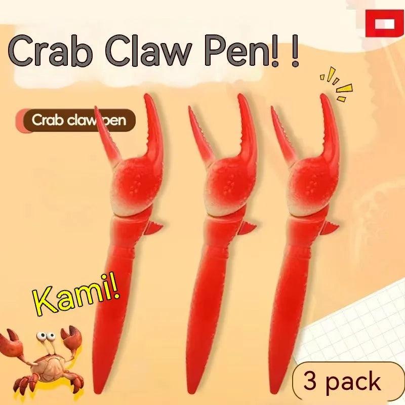 Crab-shaped novelty ballpoint pen with interactive metal pressing can clip mechanism