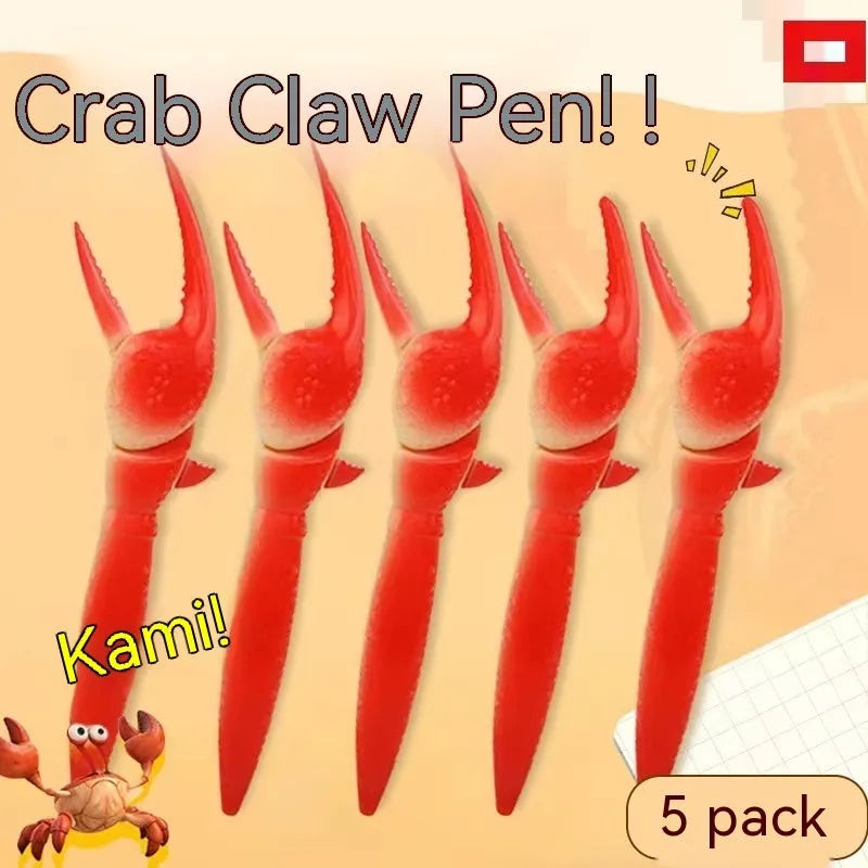 Crab-shaped novelty ballpoint pen with interactive metal pressing can clip mechanism
