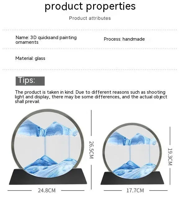 Creative quicksand painting night lamp with rotary abstract design on embroidered glass, 12 inch size