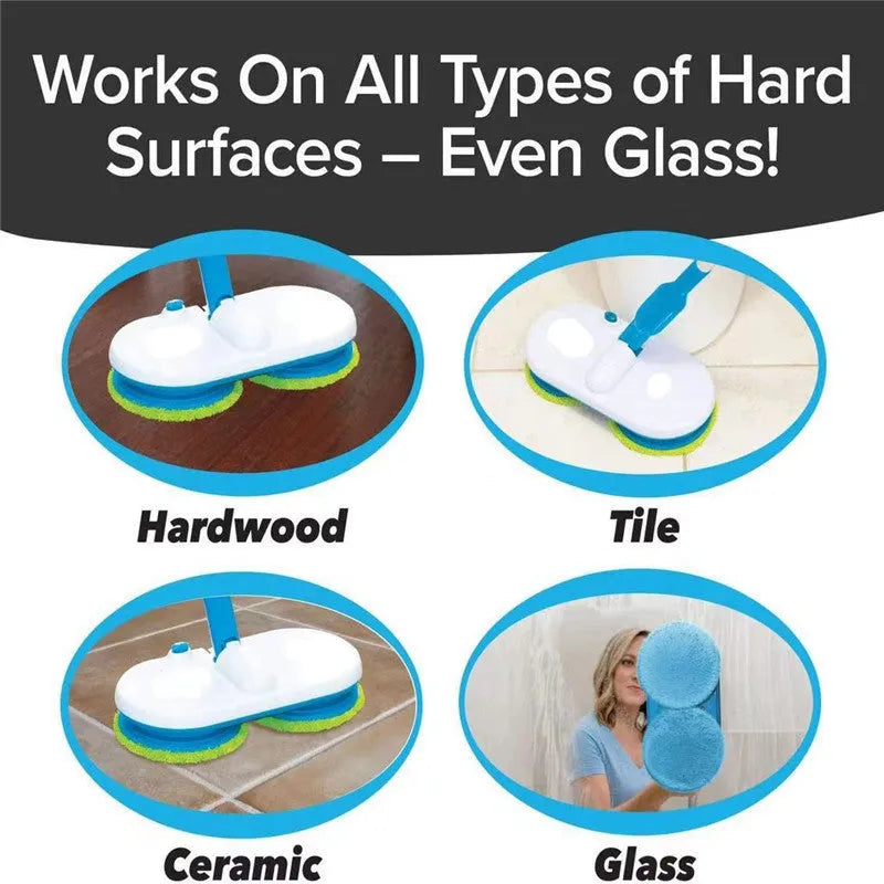 Wireless electric floor mop with handheld charging unit and washable microfiber cloths