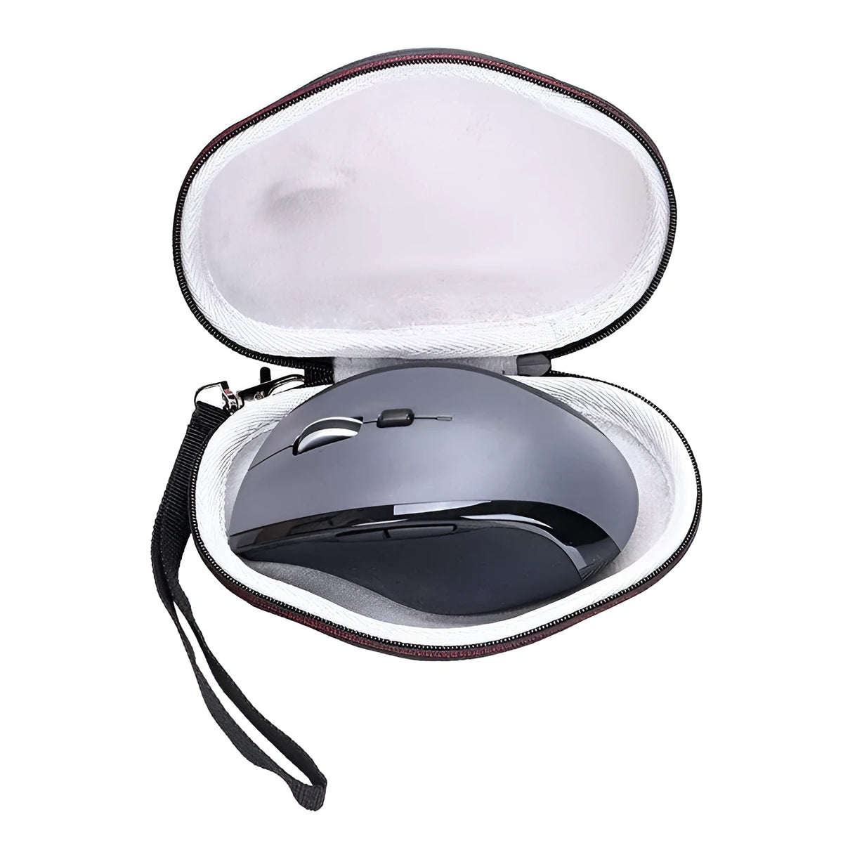 Black mouse protection sleeve for Logitech M720 with internal grey padding and shockproof design