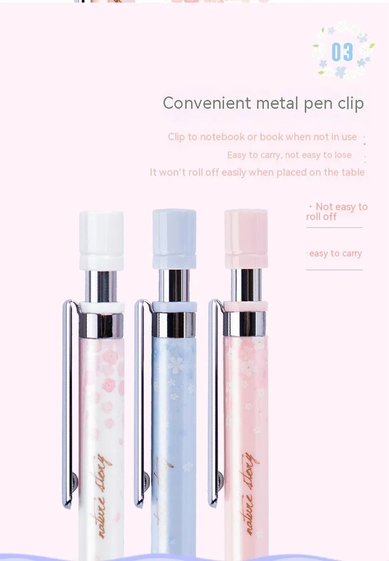 Cartoon style automatic pencil set with 0.5mm HB lead, three pencils and three refill boxes