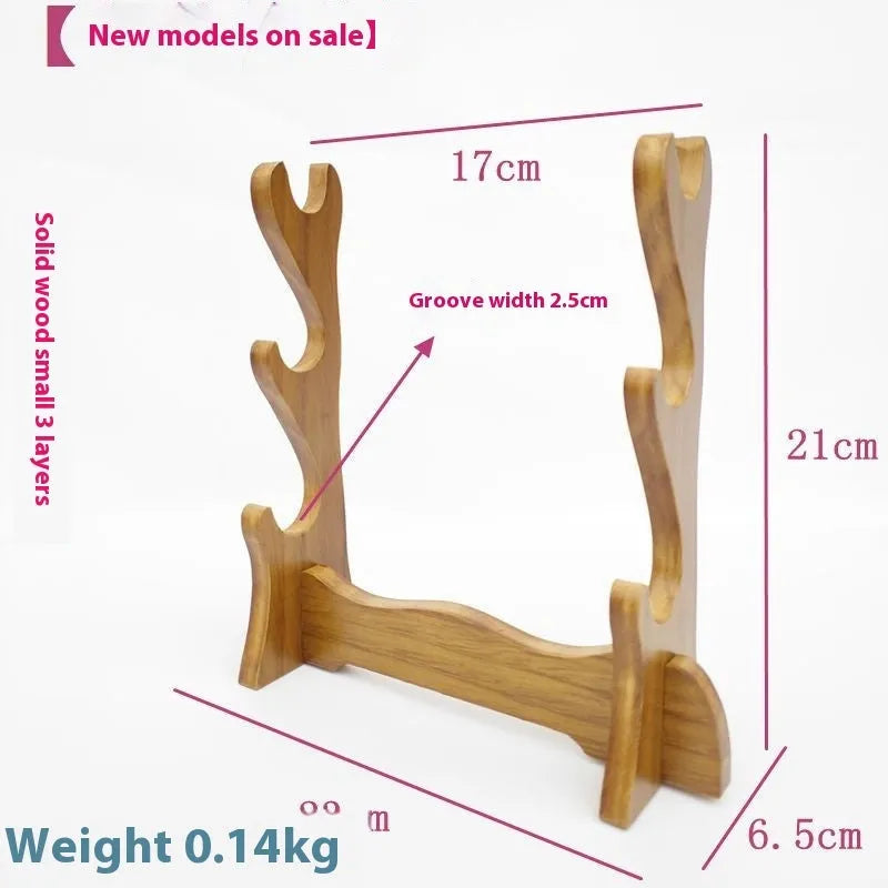 Handmade wooden Chinese style wall bracket shelf with multiple layers for display.