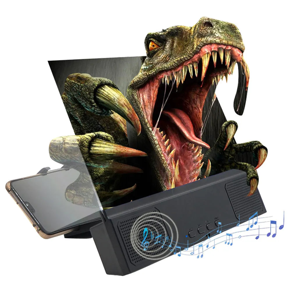 12-inch mobile phone screen amplifier with Bluetooth audio and portable battery power