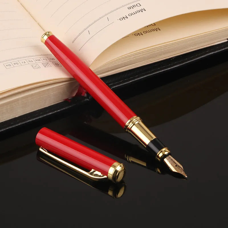 Red and black metal fountain pens with 0.5mm Yijin nibs for business writing