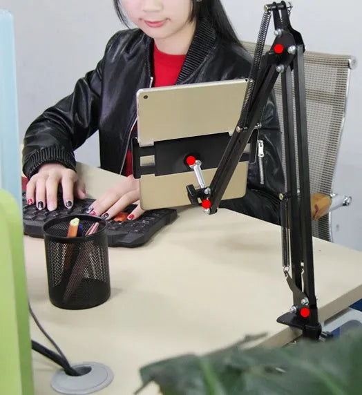 Adjustable phone tablet stand with 10cm base in black or white colour