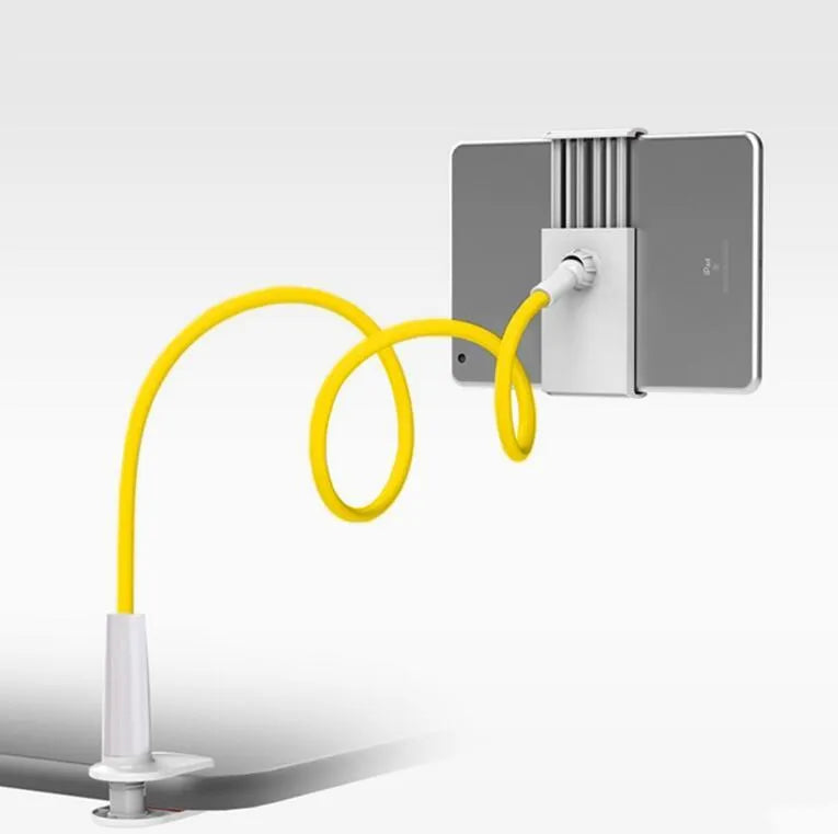 Bedside oversize flat panel mobile phone holder with long flexible arm in various colour options