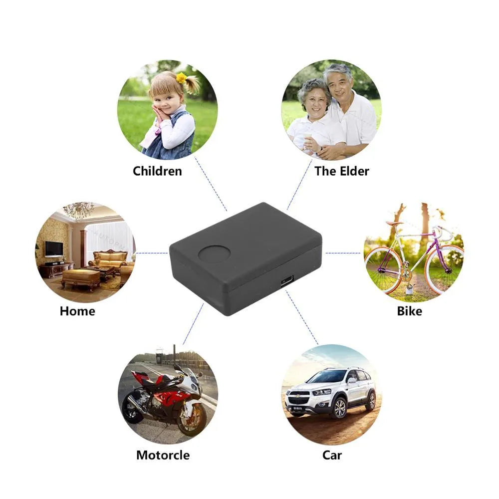Black N9 mini car GPS tracker X009 with removable back cover showing SIM card slot