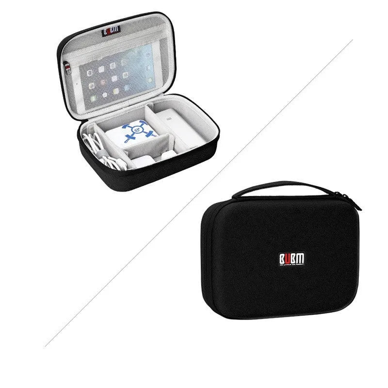 Black and Grey EVA digital storage bag for headphones and electronics accessories.