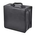 Black Oxford fabric CD storage binder case with a zipper and top hand strap.