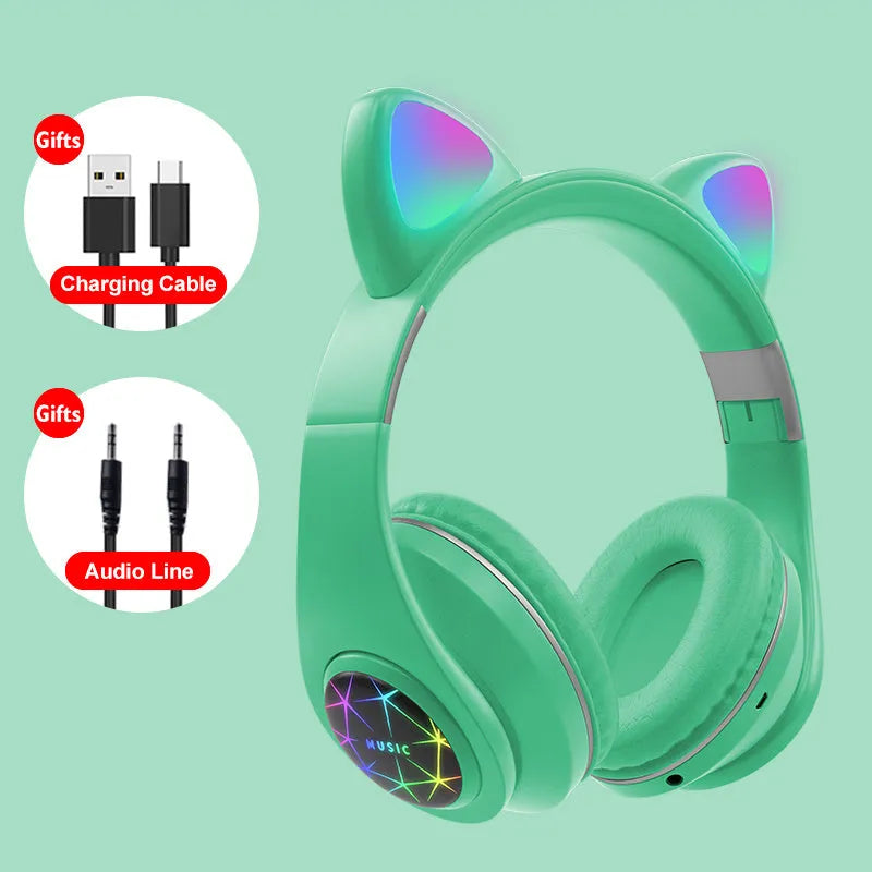Cat ear wireless Bluetooth sports headset in six colour options with head-mounted design