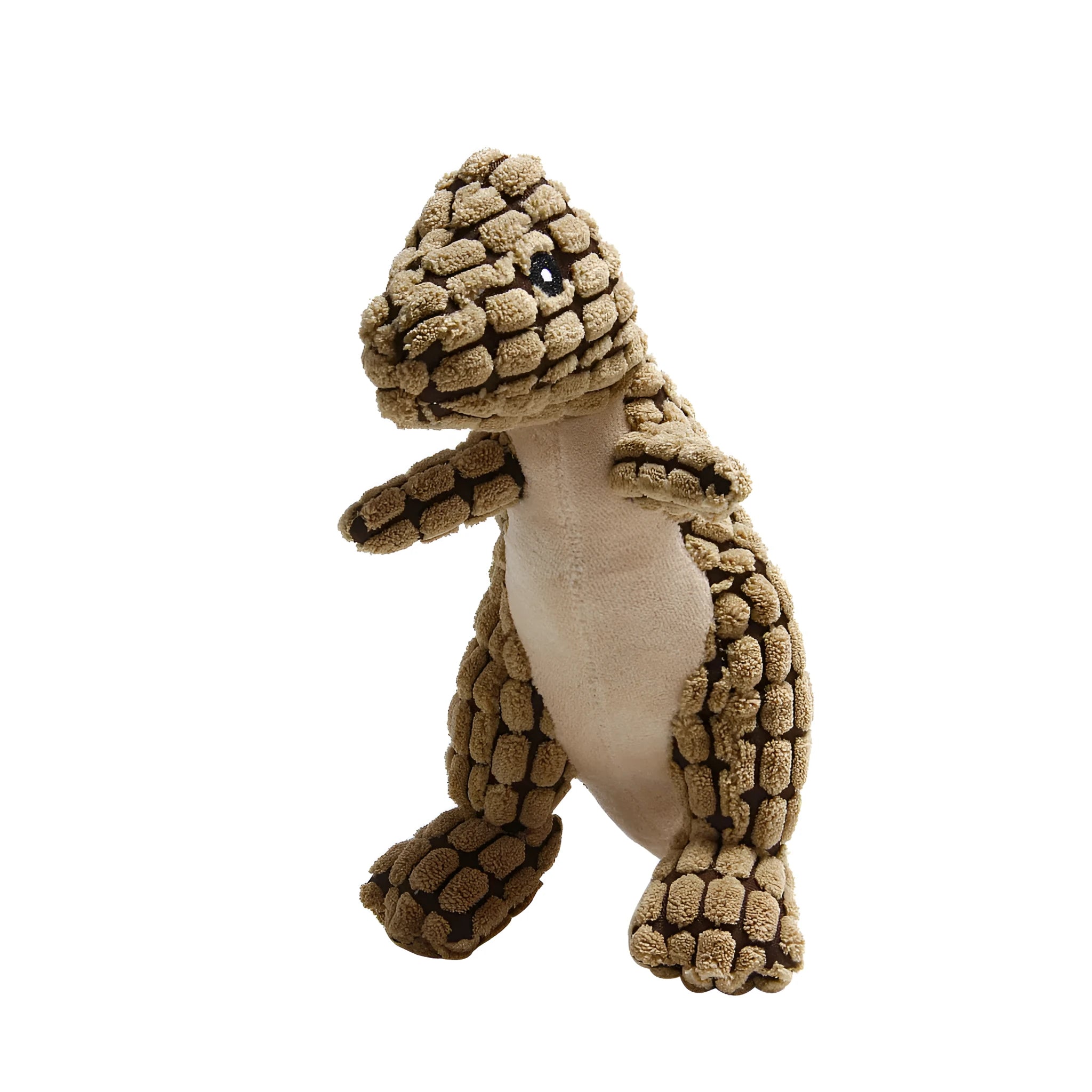 Grey, green, or orange coloured chew-resistant dog toy that produces sound.