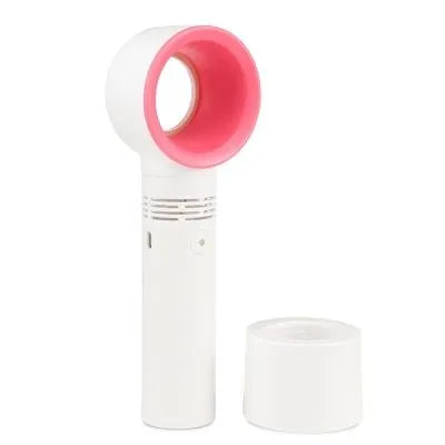 A compact portable bladeless fan with USB cable, shown in one of the available colours like blue or white.