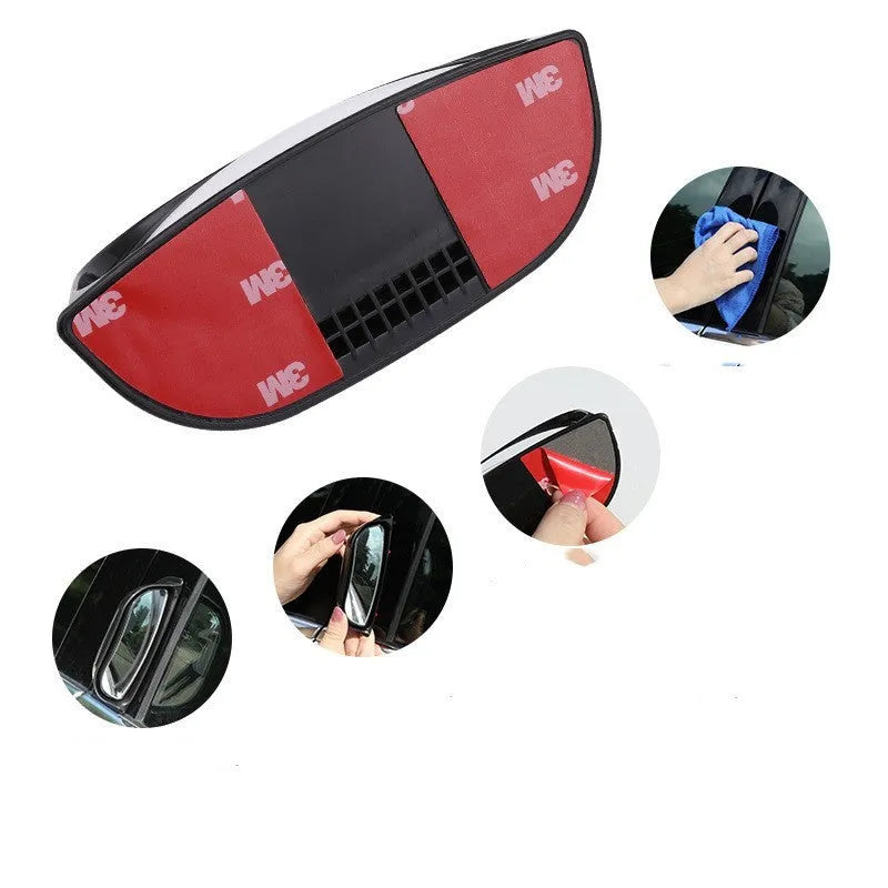 Universal black and white wide-angle car mirror for exterior mounting, dimensions 126mm by 48mm.