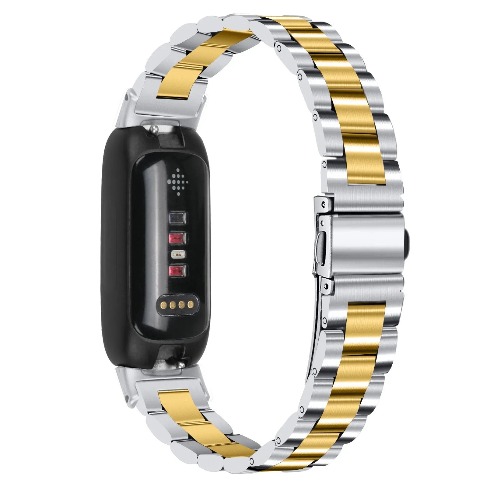 Stainless steel Fitbit Inspire 3 watch strap in multiple colour options showing 175mm length and 12mm connector