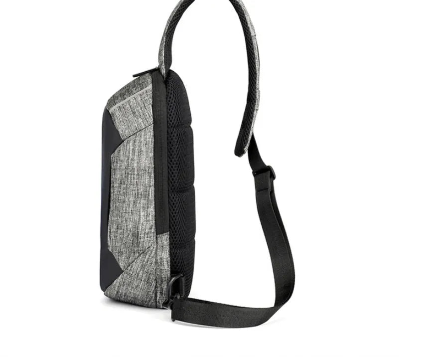 Oxford cloth waterproof chest bag with mobile phone compartment in dark blue, wine red, or light grey