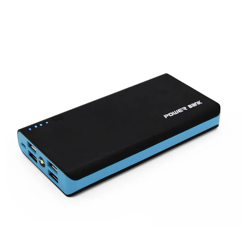 20000mAh portable power bank in blue, green, orange, red, or black colours