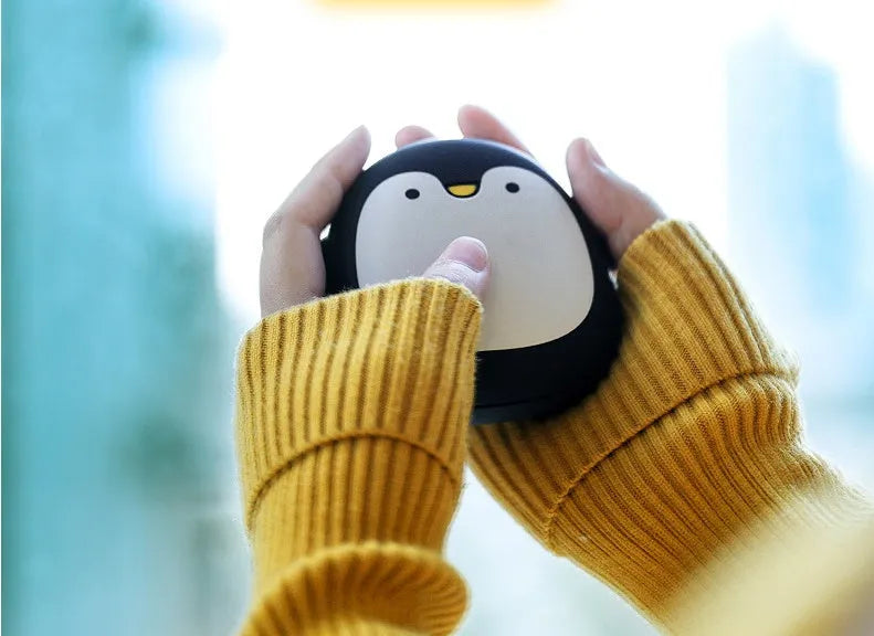Cute cartoon penguin and polar bear design USB rechargeable electric hand warmer and power bank