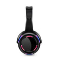 Black silent disco wireless headphones with over-ear design and 3.5mm cable.