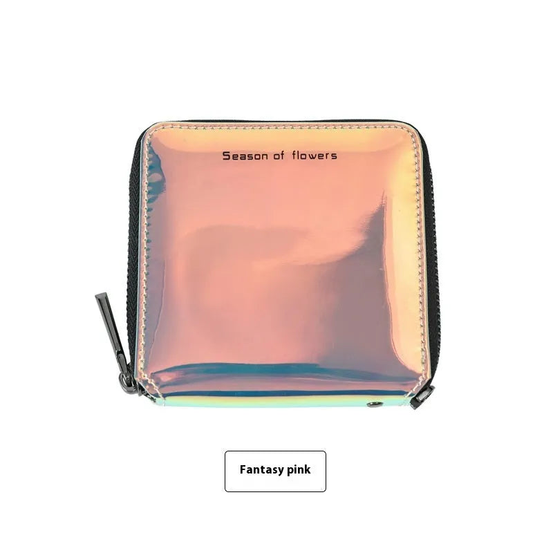 Women's short folding Korean style wallet in PU leather with 11cm compact dimensions
