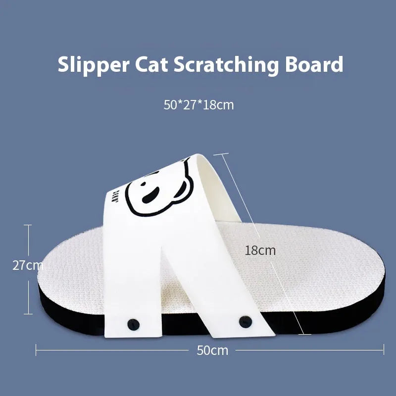 White corrugated paper cat scratch board with slipper-style design for pet scratching