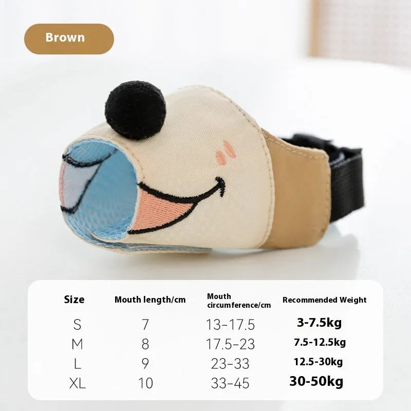 Canvas dog muzzle mouth cover in Bondi Blue Shark design, shown in size L for dogs 12.5-30kg.