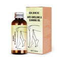 50ml bottle of moisturising body oil with cassia seed and ginger extract for skin care and leg massage.
