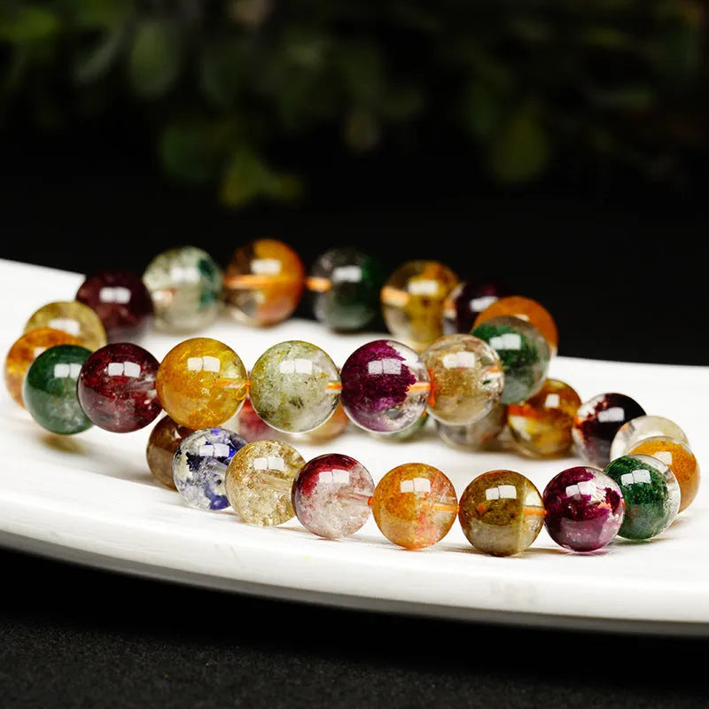 Crystal ball bracelet with colourful ghost cornucopia pattern and 10mm beads in ethnic style