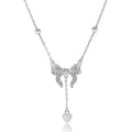 S925 silver butterfly heart pendant necklace on O-ring chain showing adjustable 40-45cm length