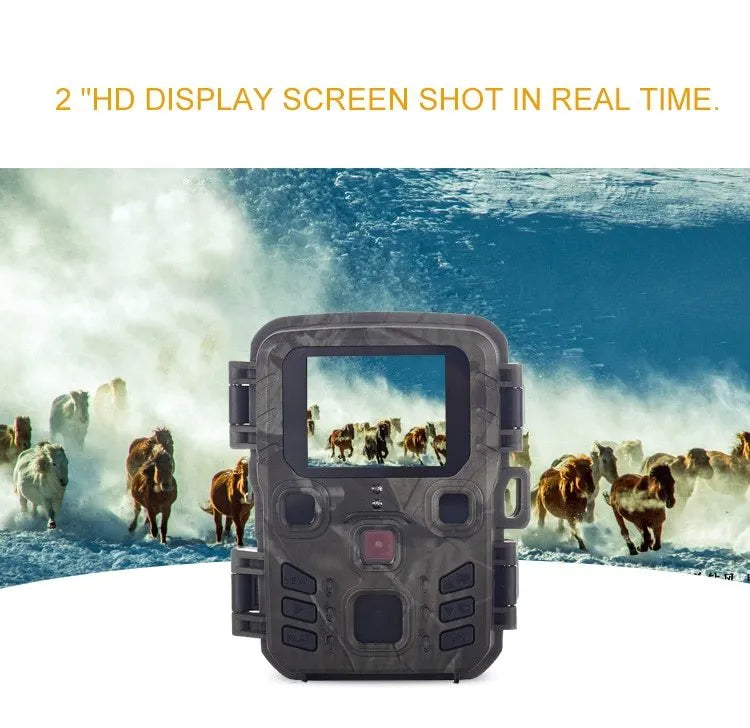 Black plastic infrared night vision monitoring device with TF Card slot and 12MP sensor