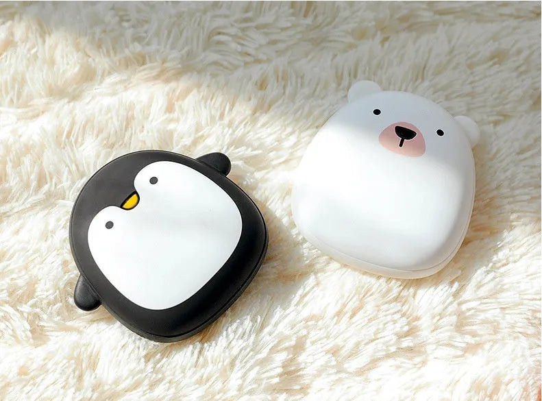 Cute cartoon penguin and polar bear design USB rechargeable electric hand warmer and power bank