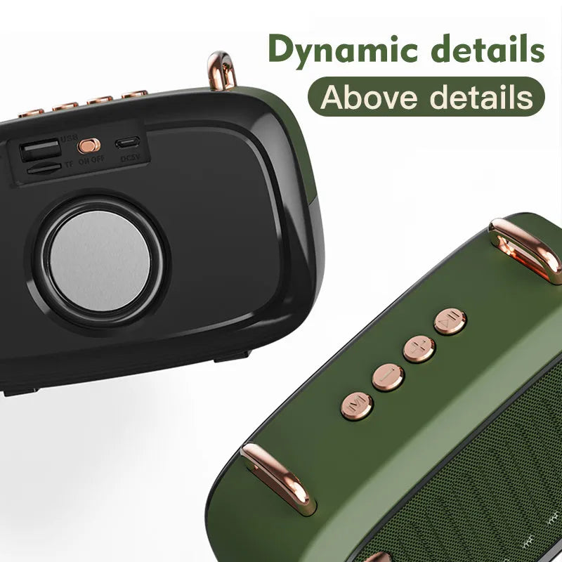 Portable Bluetooth mini speaker with subwoofer in compact ABS plastic cabinet