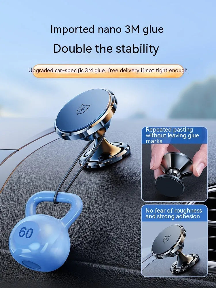 Shiny black magnetic car phone holder with dashboard adhesive mount and 4 N52 magnets