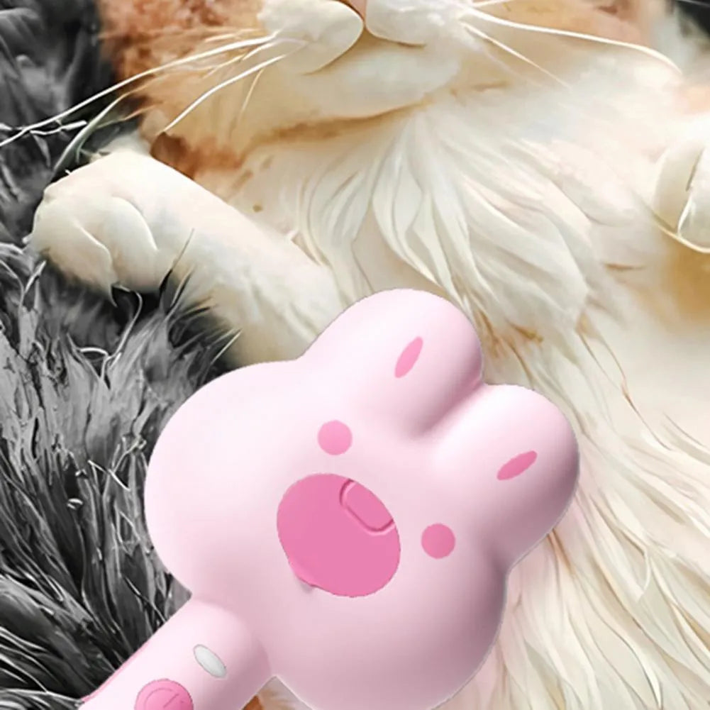 Rechargeable cat steam brush grooming tool in cartoon design with spray function