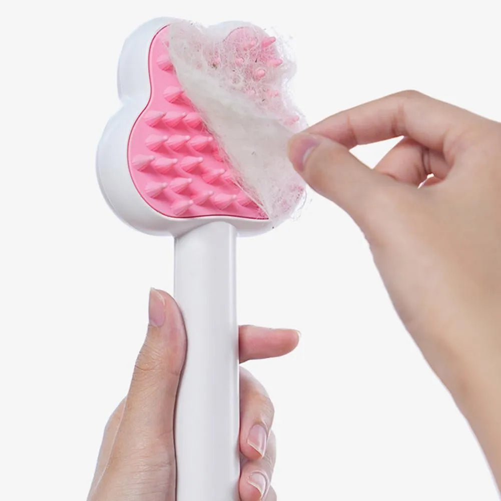 Rechargeable cat steam brush grooming tool in cartoon design with spray function