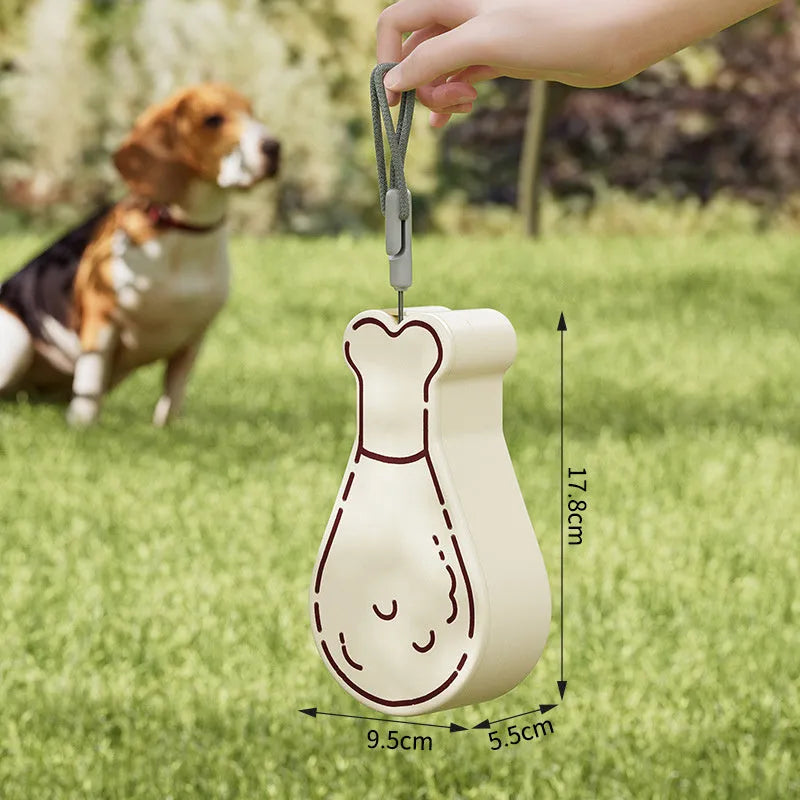 Orange and white portable pet water feeder with water bottle and food container for dogs and cats