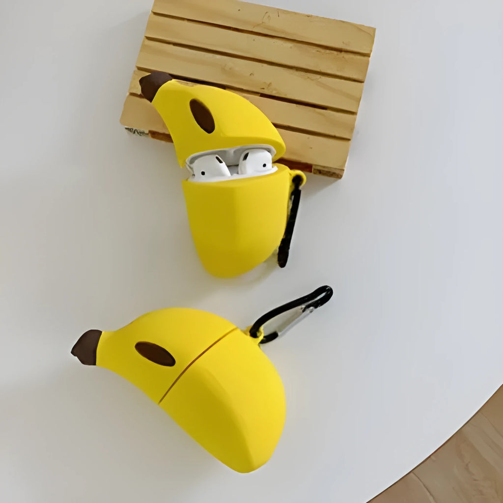 Yellow banana-themed silicone protective case for Apple AirPods Pro wireless Bluetooth earphones