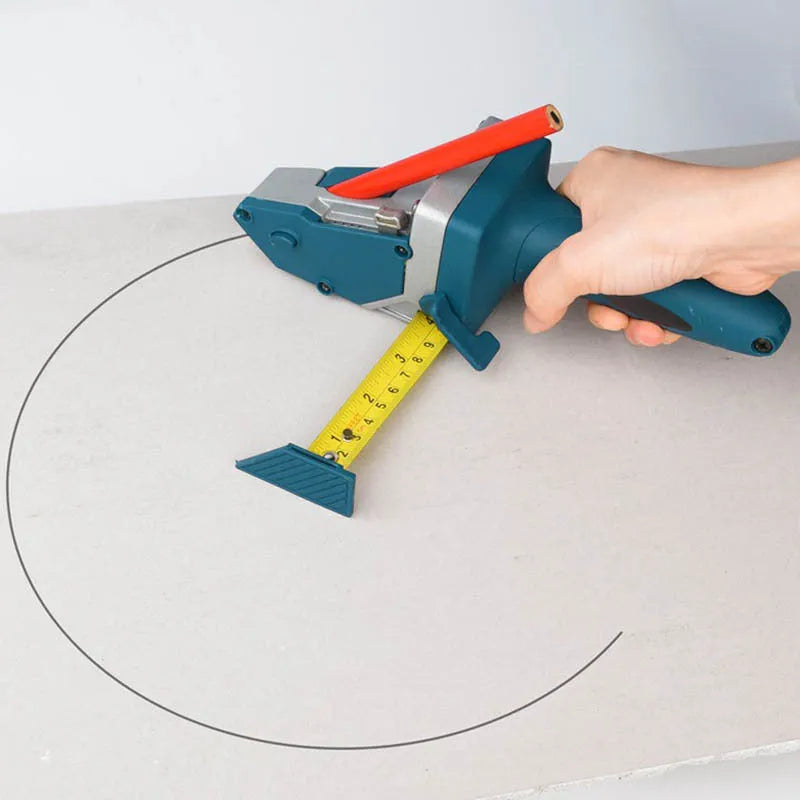 Blue aluminium alloy multifunctional woodworking cutter with measuring scale for board materials