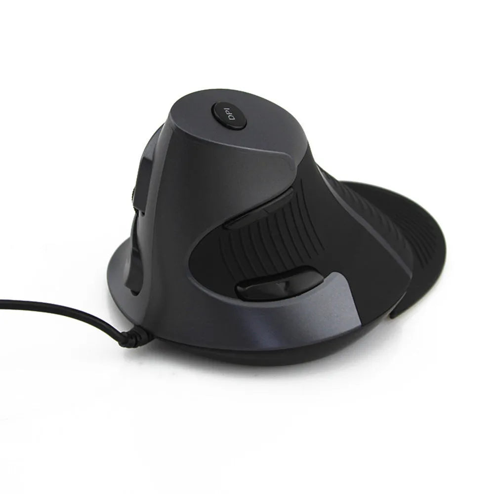 Ergonomic vertical mouse in black and white colours showing handshake grip position