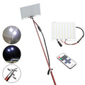 LED fishing rod light with remote controller on 5 metre telescopic pole for outdoor lighting